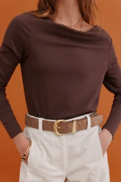 Hoss Intropia T-Shirts-Mirta. T-shirt com decote drapeado Castanho