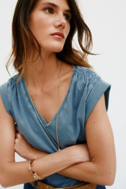 Hoss Intropia T-Shirts-Mónica. Camiseta plissada Azul