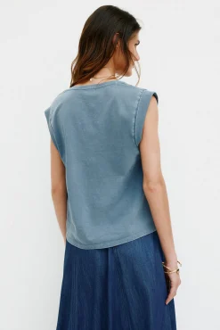 Hoss Intropia T-Shirts-Mónica. Camiseta plissada Azul