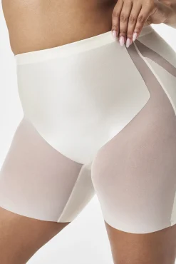 Spanx Roupa Interior-moldador de cetim e tule bege