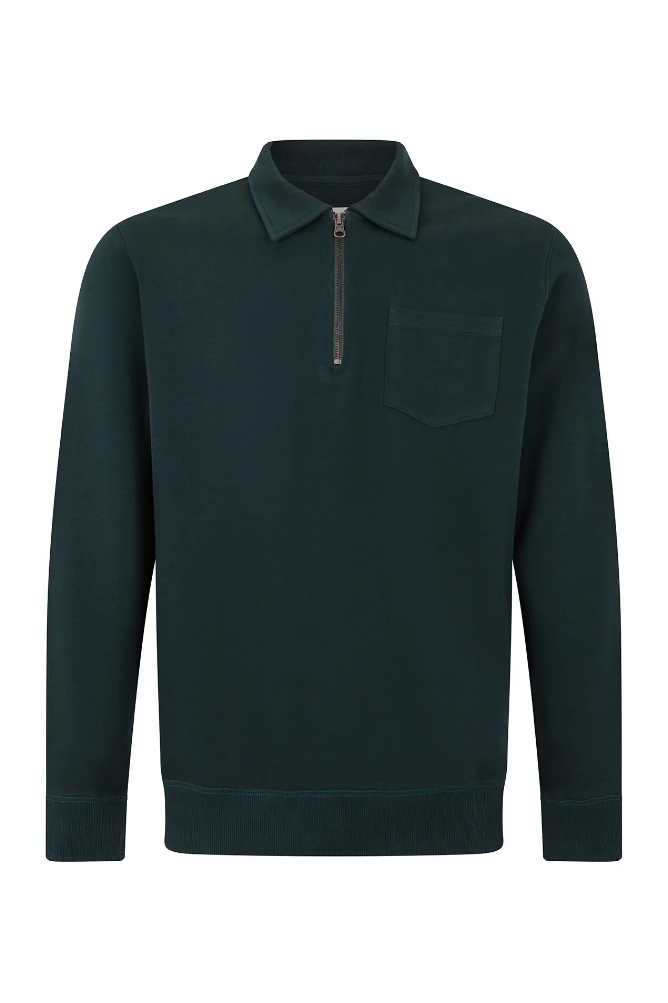 Cortefiel Sweatshirts-Moletom gola polo com fecho-éclair Verde