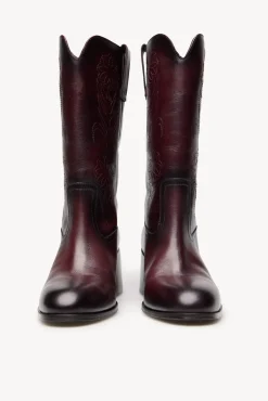 Hoss Intropia Saltos|Botas-Nadia. Bota de pele com bordado de flores Vermelho