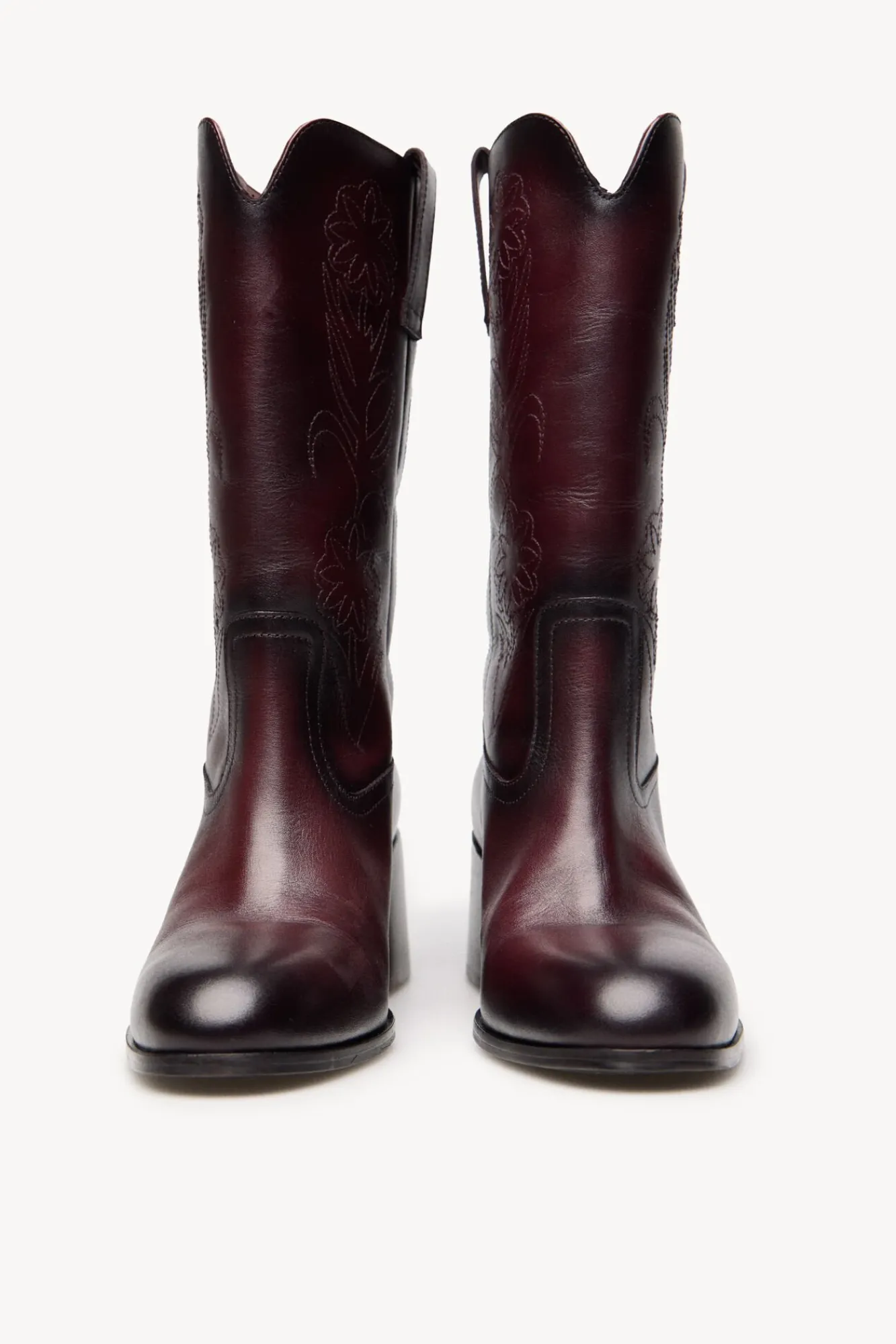 Hoss Intropia Saltos|Botas-Nadia. Bota de pele com bordado de flores Vermelho