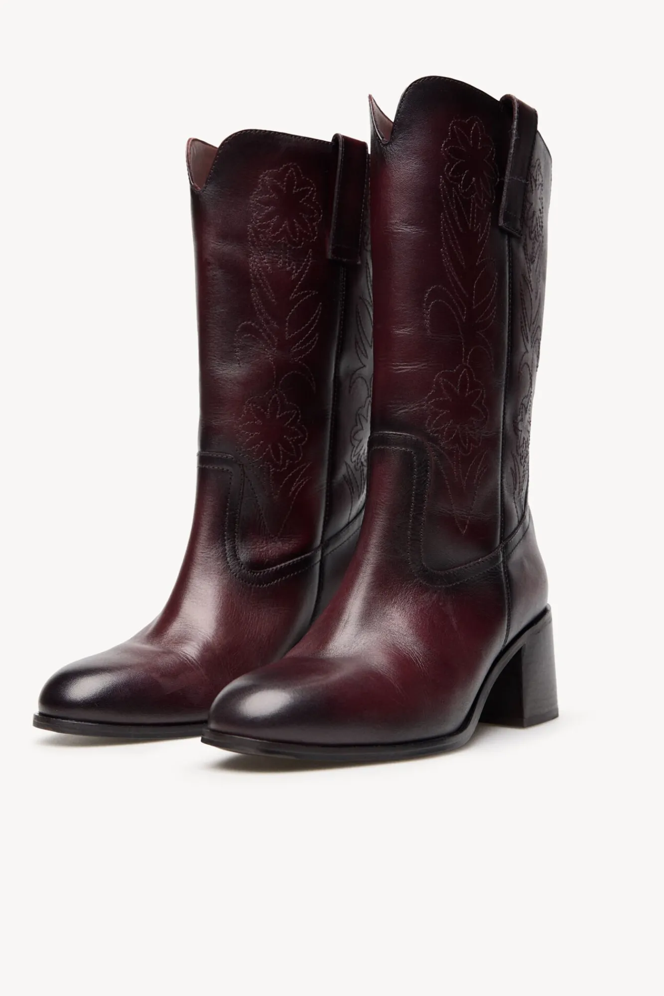 Hoss Intropia Saltos|Botas-Nadia. Bota de pele com bordado de flores Vermelho