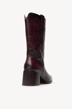 Hoss Intropia Saltos|Botas-Nadia. Bota de pele com bordado de flores Vermelho