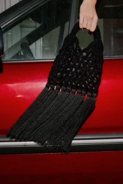 Hoss Intropia Malas-Naroa. Bolsa de crochet de veludo Preto