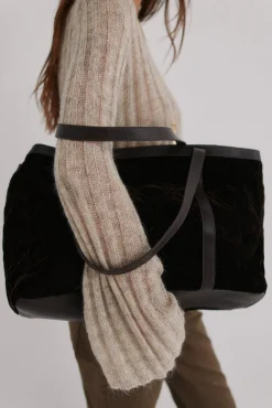 Hoss Intropia Malas-Neila. Bolsa de compras de veludo Castanho