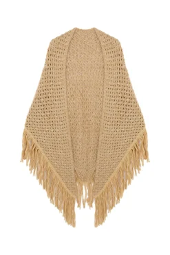 Hoss Intropia Sobretudos-Neves. Xale com franjas vazadas Dourado