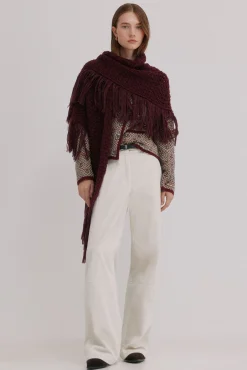 Hoss Intropia Sobretudos-Neves. Xale com franjas vazadas Granada