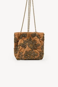 Hoss Intropia Malas-Nina. Bolsa de veludo e miçangas Dourado