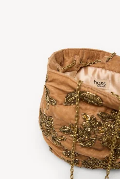 Hoss Intropia Malas-Nina. Bolsa de veludo e miçangas Dourado
