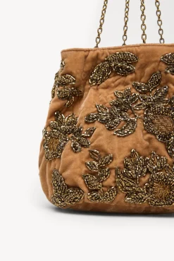 Hoss Intropia Malas-Nina. Bolsa de veludo e miçangas Dourado