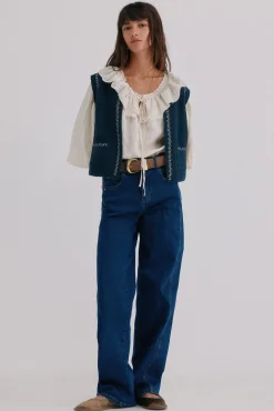 Hoss Intropia Coletes-Nunzia. Colete bordado Azul