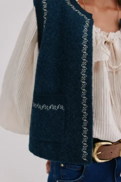 Hoss Intropia Coletes-Nunzia. Colete bordado Azul