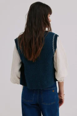 Hoss Intropia Coletes-Nunzia. Colete bordado Azul