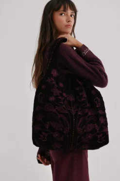 Hoss Intropia Malas-Nuria. Bolsa hobo de veludo bordado Granada