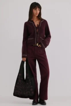 Hoss Intropia Malas-Nuria. Bolsa hobo de veludo bordado Granada