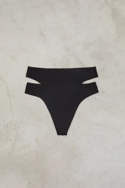 Dash and Stars Roupa Interior-Pack 2 tangas pretas preto