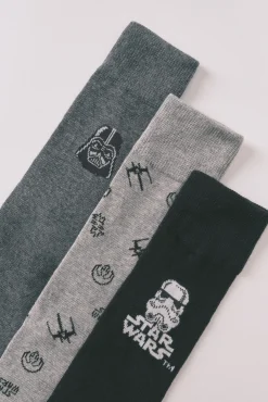Women'secret Meias-Pack com 3 meias longas de algodão Star Wars cinzento