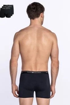 Punto Blanco Roupa Interior-Pack de 3 boxers de algodão preto