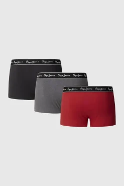 Pepe Jeans Roupa Interior-Pack de 3 boxers lisos com logótipo vermelho