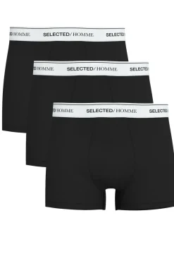 Selected Roupa Interior-Pack de 3 cuecas confeccionadas com algodão orgânico. Preto