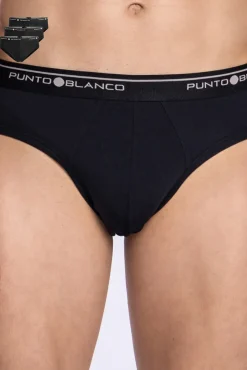 Punto Blanco Roupa Interior-Pack de 3 cuecas de algodão preto