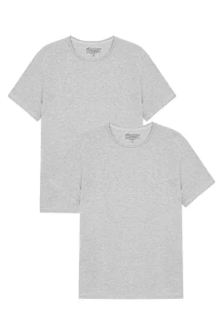Bread & Boxers T-Shirts-Pack de 2 gola caixa redonda em algodão orgânico melange cinzento