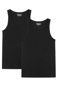 Bread & Boxers T-Shirts-Pack de 2 mangas pretas de algodão orgânico preto