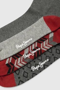 Pepe Jeans Meias-Pack de 3 meias geométricas cinzento