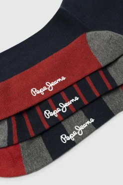 Pepe Jeans Roupa Interior-Pack de 3 pares de meias às riscas Natal azul