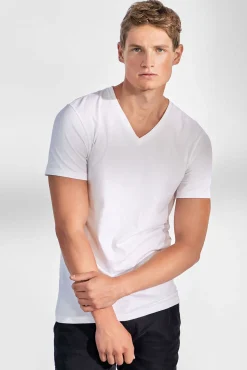 Bread & Boxers T-Shirts-Pack de 2 t-shirts elásticas brancas com gola em bico branco