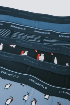 Springfield Roupa Interior-Pacote com 5 boxers de algodão estampados azul