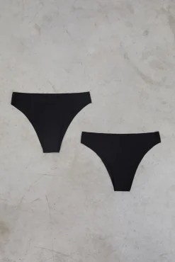 Dash and Stars Roupa Interior-Pacote com 2 calcinhas brasileiras pretas cortadas a laser preto