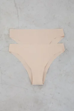 Dash and Stars Roupa Interior-Pacote com 2 calcinhas brasileiras nude cortadas a laser cru