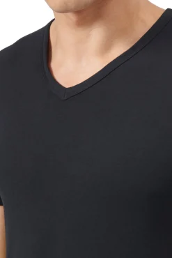 Adidas T-Shirts-Pacote com 2 camisetas para homem de algodão elástico com gola em bico preto