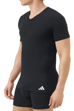 Adidas T-Shirts-Pacote com 2 camisetas para homem de algodão elástico com gola em bico preto