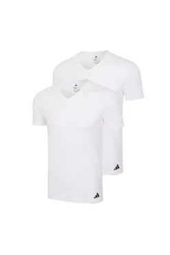 Adidas T-Shirts-Pacote com 2 camisetas para homem de algodão elástico com gola em bico branco