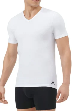 Adidas T-Shirts-Pacote com 2 camisetas para homem de algodão elástico com gola em bico branco