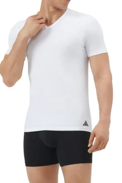Adidas T-Shirts-Pacote com 2 camisetas para homem de algodão elástico com gola em bico branco
