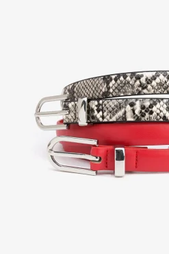 Vilanova Cintos-Pacote com 2 cintos com efeito de cobra estampado