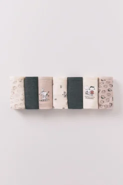 Women'secret Roupa Interior-Pacote com 7 cuecas clássicas multicoloridas do Snoopy estampado