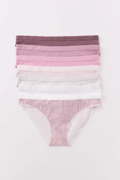 Women'secret Roupa Interior-Pacote com 7 cuecas clássicas de algodão estampado rosa branco