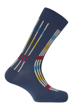 Punto Blanco Meias-Pacote com 3 meias curtas de algodão orgânico Stories Mikado azul