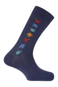 Punto Blanco Meias-Pacote com 3 meias curtas de algodão orgânico Stories Monsters azul