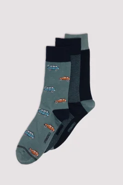 Springfield Meias-Pacote com 3 meias para carro verde