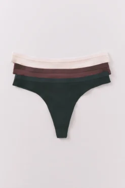 Women'secret Roupa Interior-Pacote com 3 tangas brancas caneladas branco