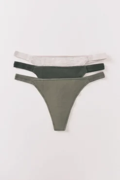 Women'secret Roupa Interior-Pacote com 3 tangas de algodão com logo branco