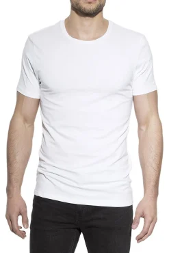 Bread & Boxers T-Shirts-Pacote de 2 camisetas elásticas brancas de algodão orgânico com gola caixa branco