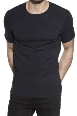 Bread & Boxers T-Shirts-Pacote de 2 camisetas elásticas de gola caixa em algodão orgânico marinho azul